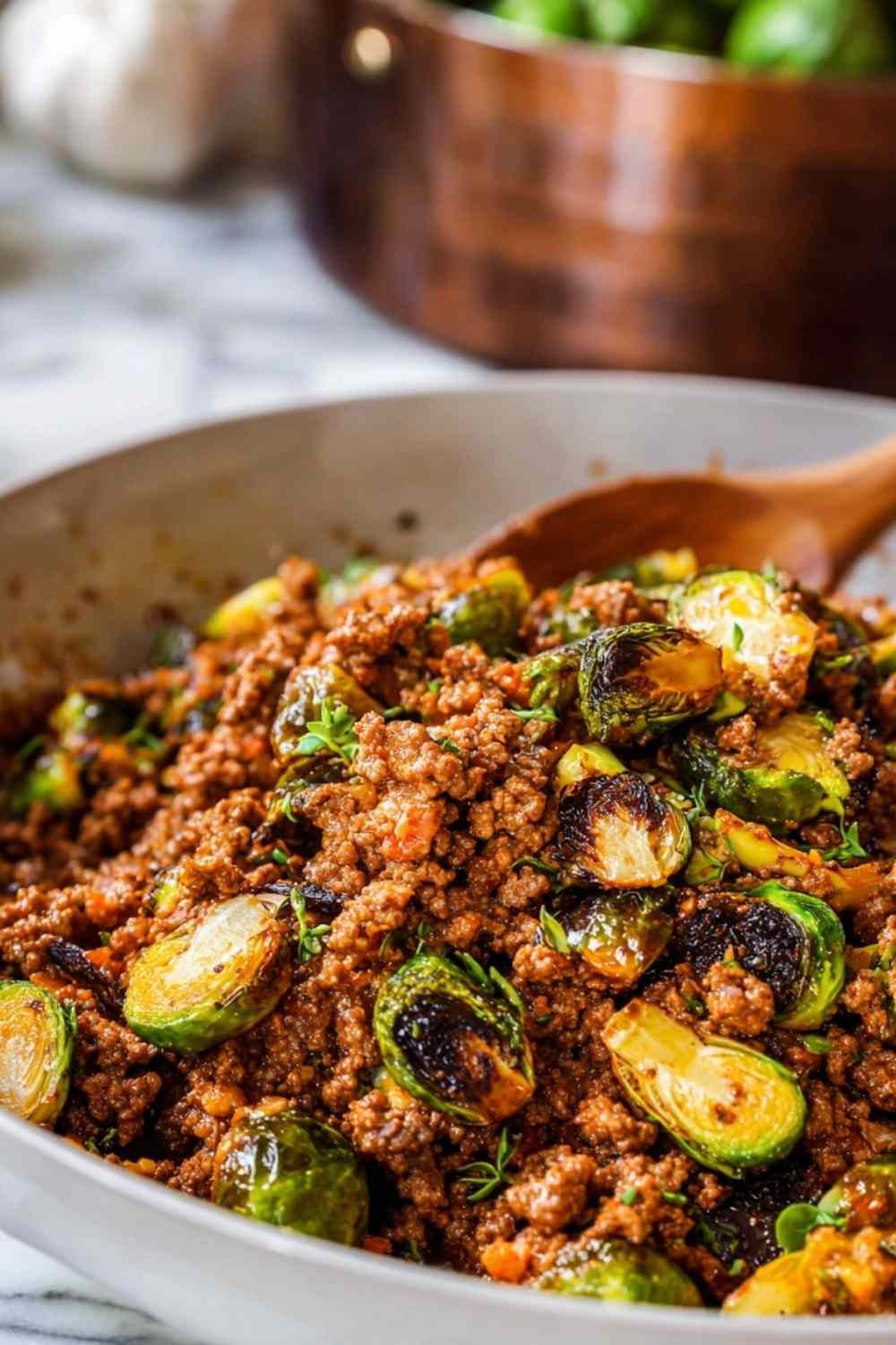 Ground Beef and Brussels Sprouts