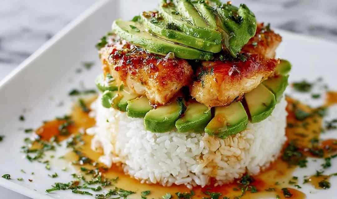 Honey Lime Chicken & Avocado Rice Stack