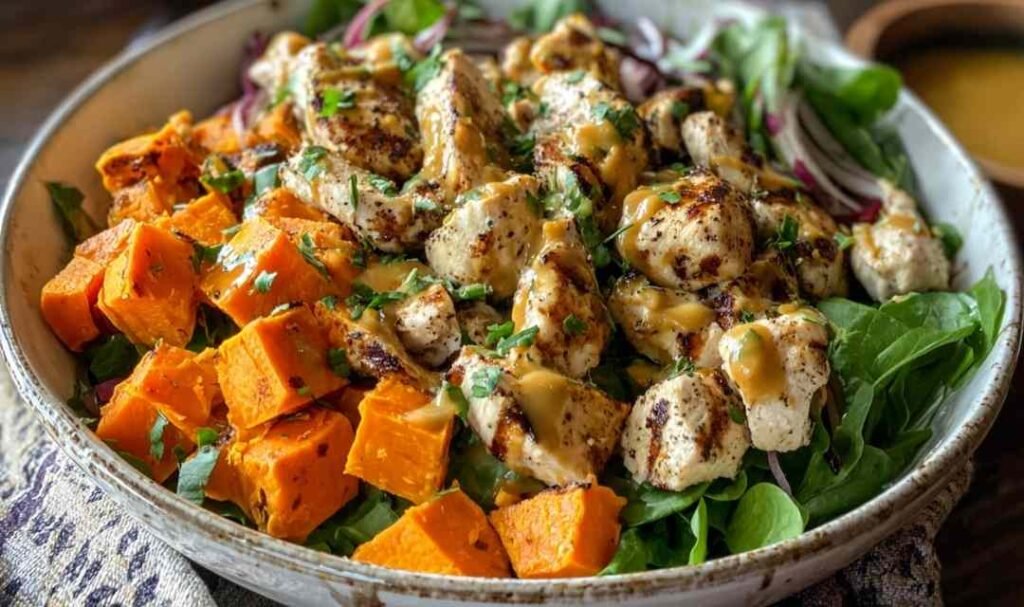 Maple Dijon Chicken Sweet Potato Bowls