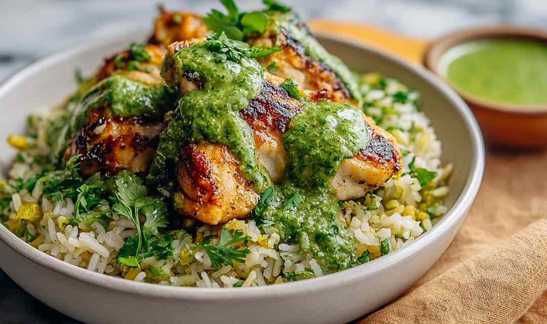 Peruvian Chicken and Rice with Green Sauce