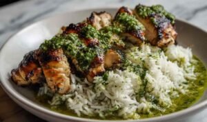 Peruvian Chicken with Aji Verde & Cilantro Rice