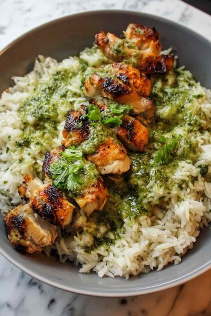 Peruvian Chicken with Aji Verde & Cilantro Rice