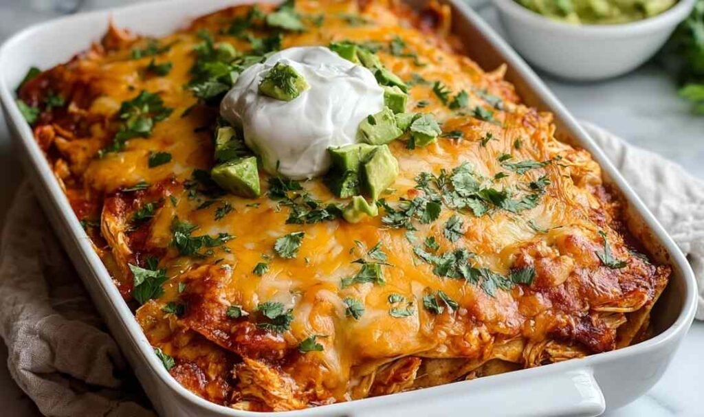Shredded Chicken Enchilada Casserole