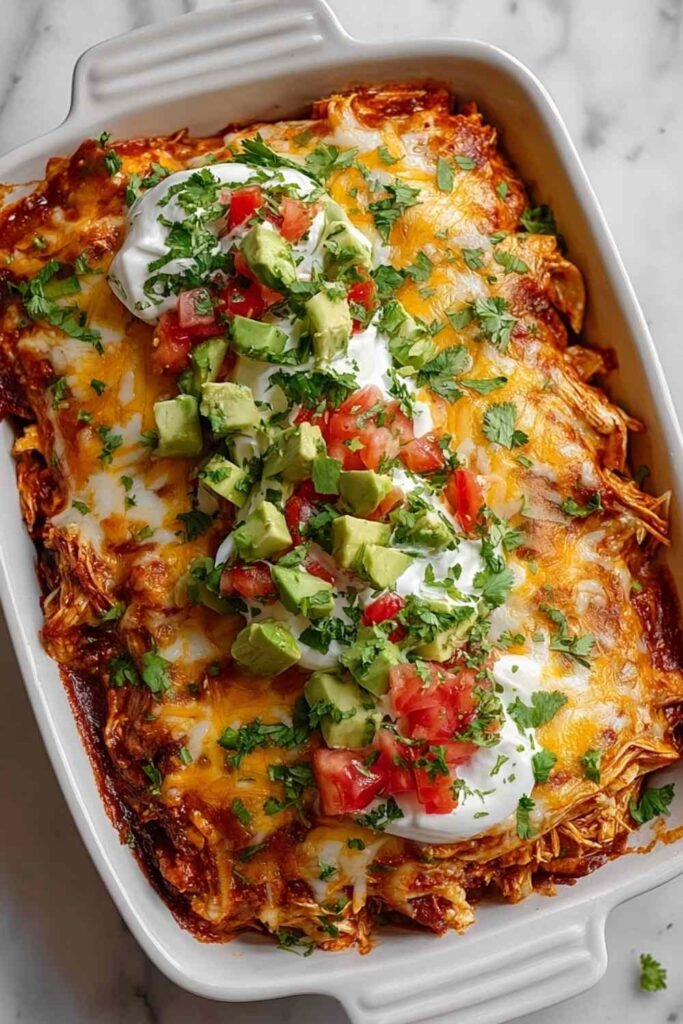 Shredded Chicken Enchilada Casserole