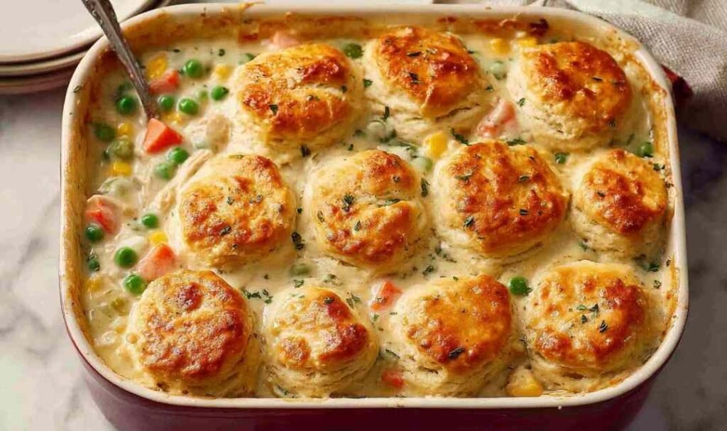 Simple Chicken Pot Pie with Biscuits