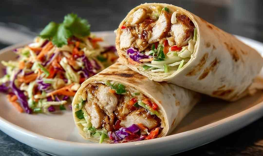 Thai Chicken Wrap with Crunchy Asian Slaw