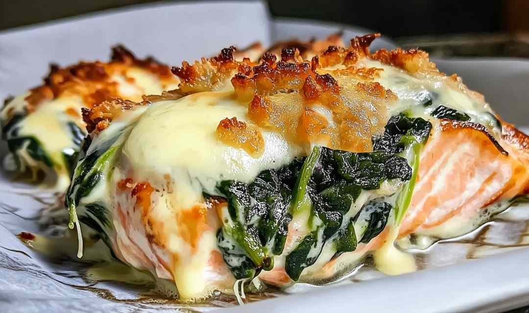 Baked Salmon with Spinach and Mozzarella