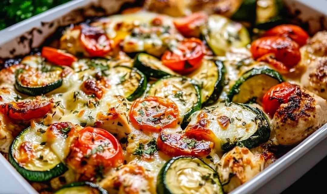 Mediterranean Chicken Zucchini Bake