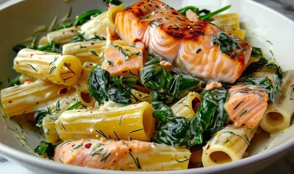 Quick Salmon & Spinach Pasta