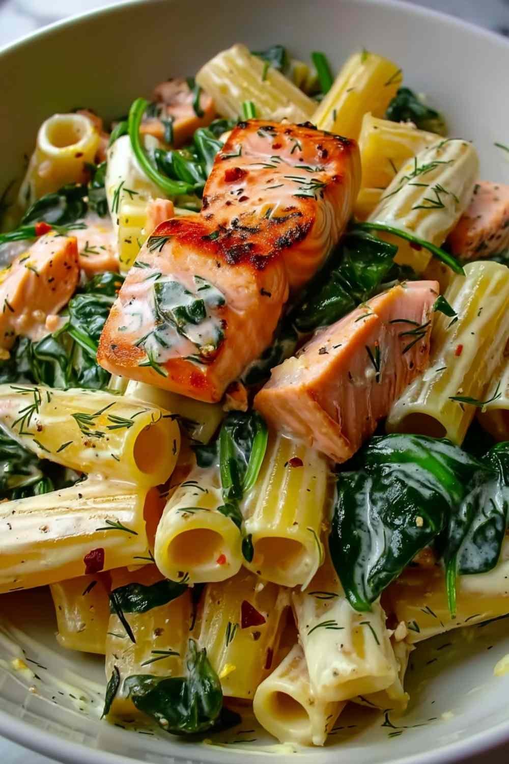 Quick Salmon & Spinach Pasta