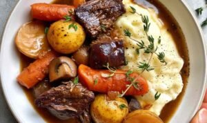 Red Wine Braised Beef Stew with Potatoes and Carrots