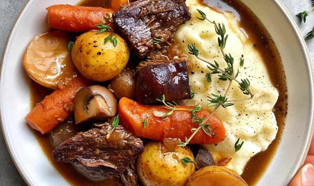 Red Wine Braised Beef Stew with Potatoes and Carrots
