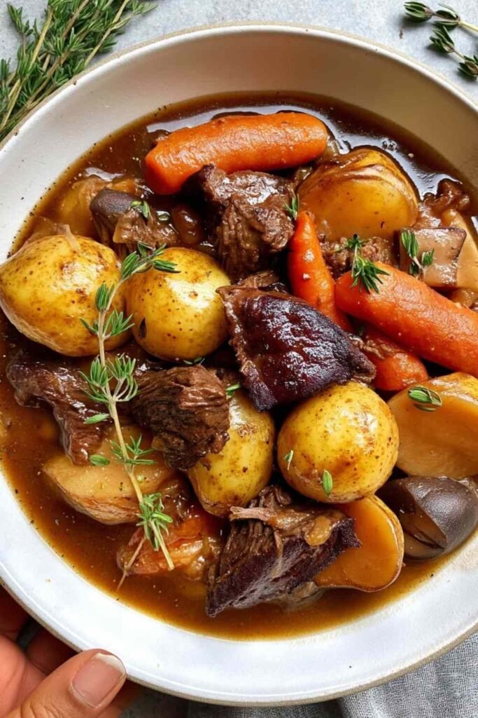 Red Wine Braised Beef Stew with Potatoes and Carrots