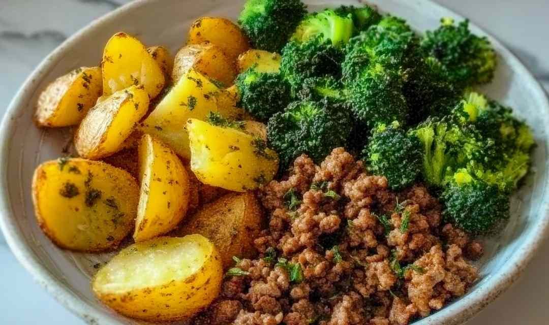 Savory Ground Beef with Herb-Roasted Potatoes