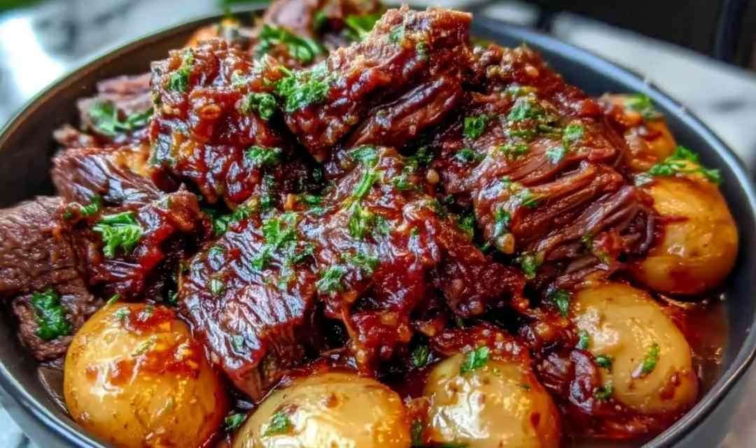 Slow Cooker Garlic Butter Beef with Potatoes