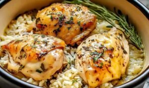 Slow Cooker Lemon Herb Chicken Rice