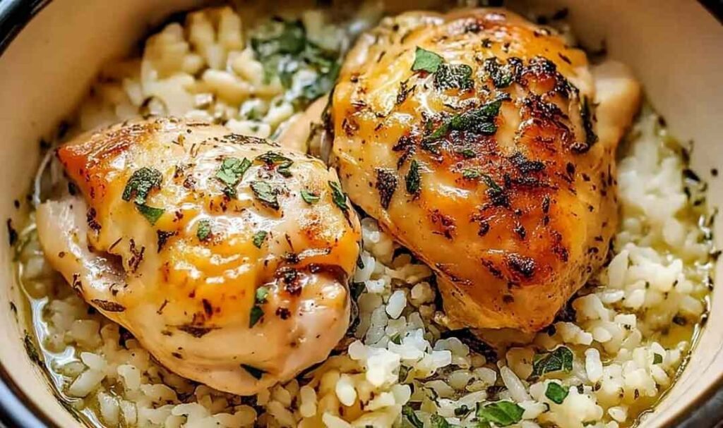 Slow Cooker Lemon Herb Chicken Rice