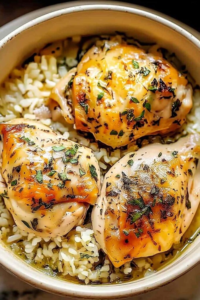 Slow Cooker Lemon Herb Chicken Rice