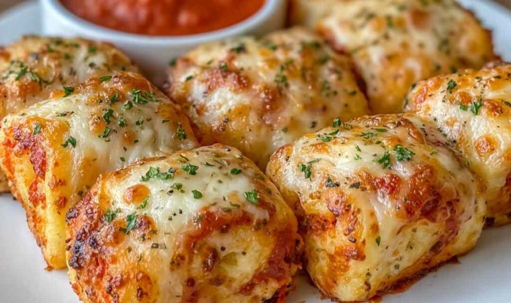 Sealed Air Fryer Pizza Rolls with fork-crimped edges arranged on a floured surface ready for the air fryer