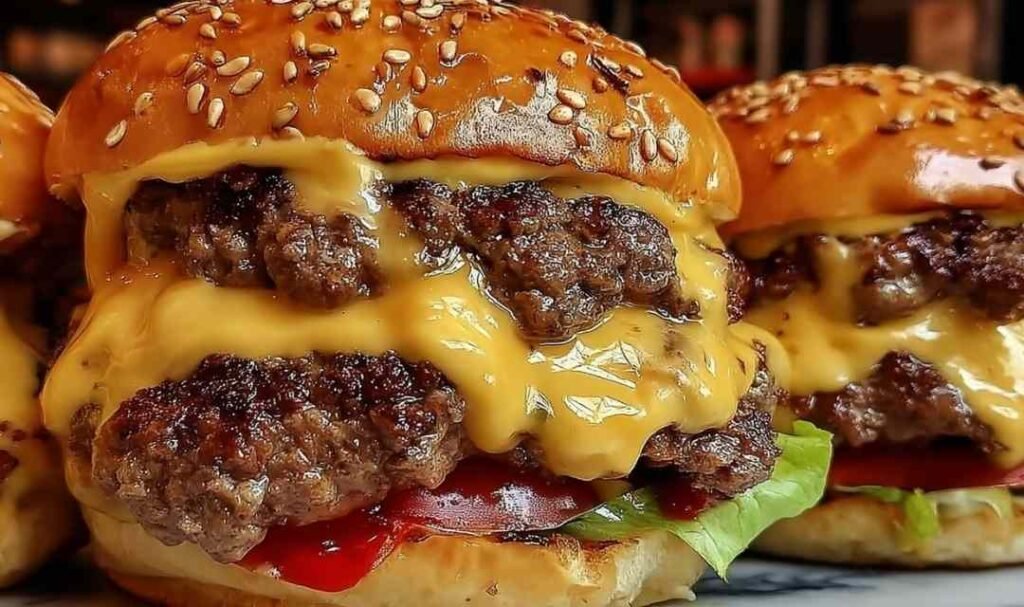 Four raw Crack Burger patties made with ground chuck, ranch seasoning, crumbled bacon, and shredded cheddar ready for the grill
