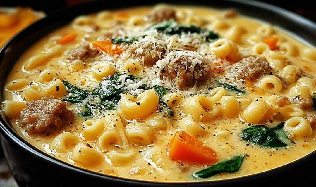 Creamy Parmesan Italian Sausage Ditalini Soup