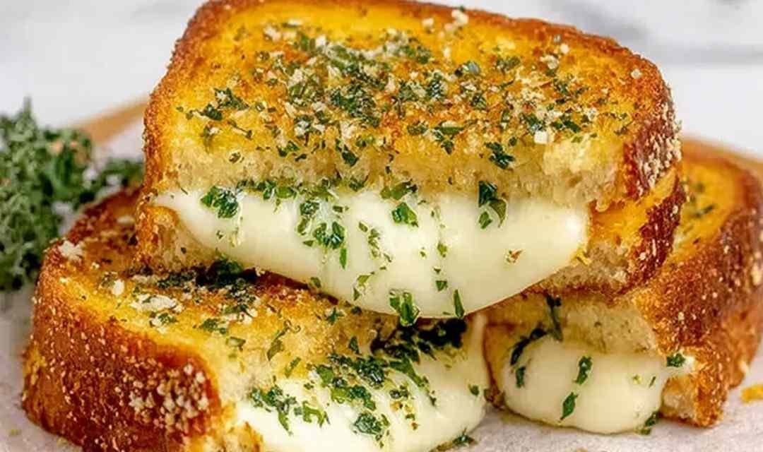 Garlic Bread Grilled Cheese Sandwich