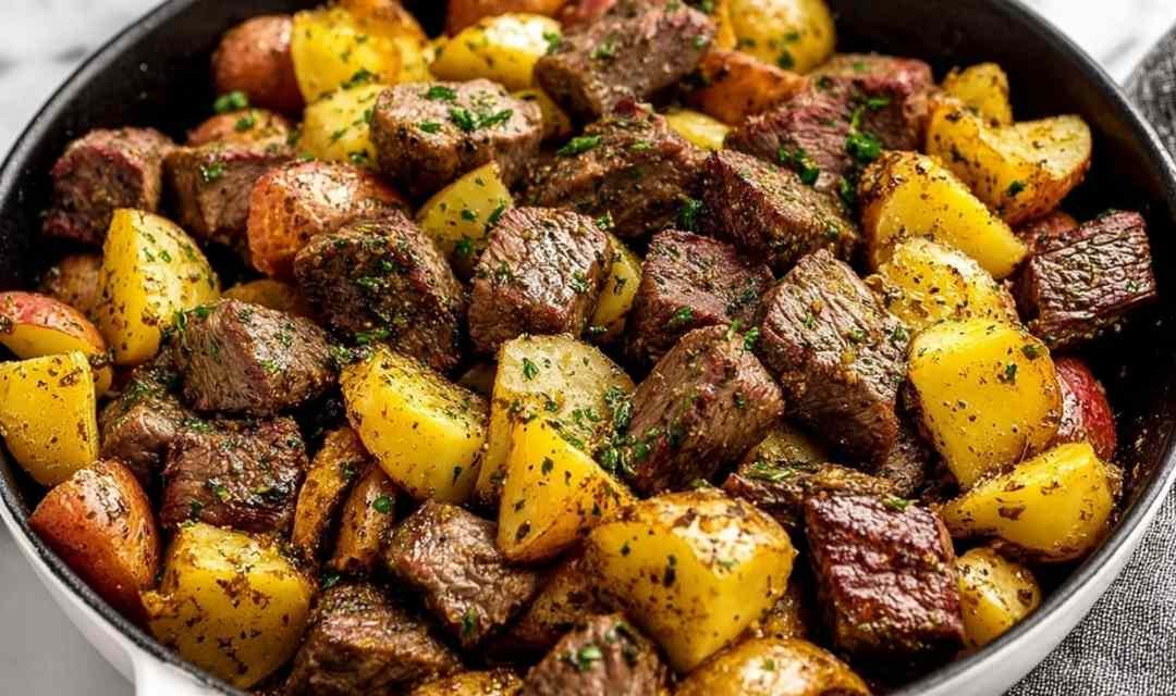 Garlic Butter Steak Bites with Potatoes
