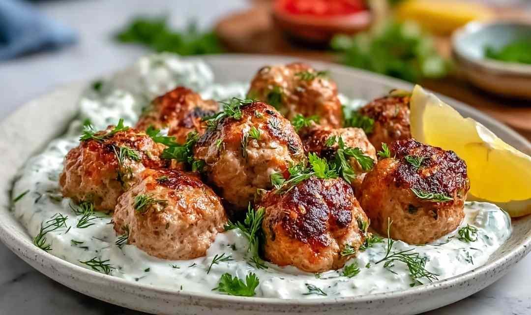 Greek Turkey Meatballs with Tzatziki