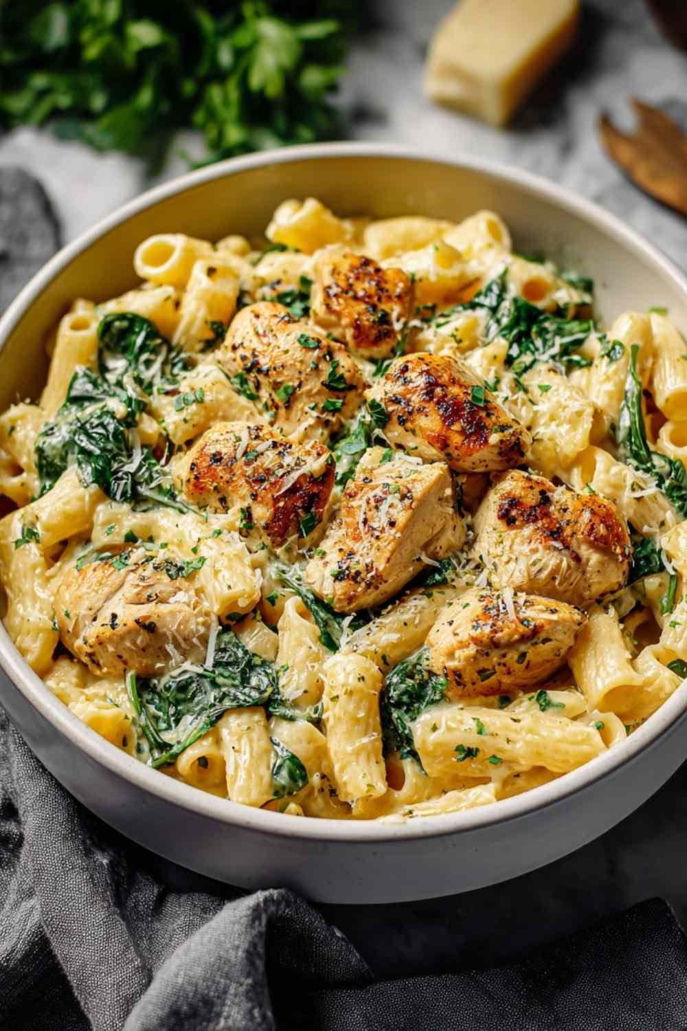 Healthy Garlic Parmesan Chicken Pasta