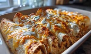 High Protein Chicken Enchiladas with White Sauce