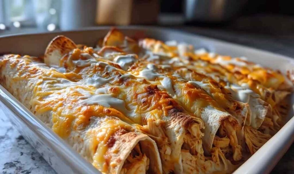 High Protein Chicken Enchiladas with White Sauce