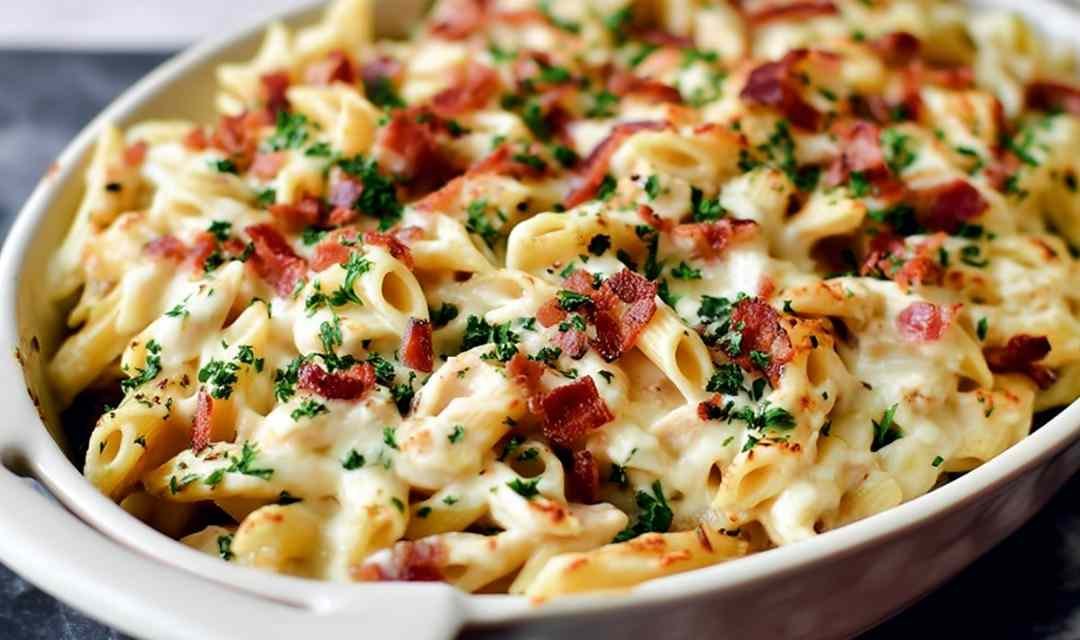 Chicken Bacon Ranch Baked Penne