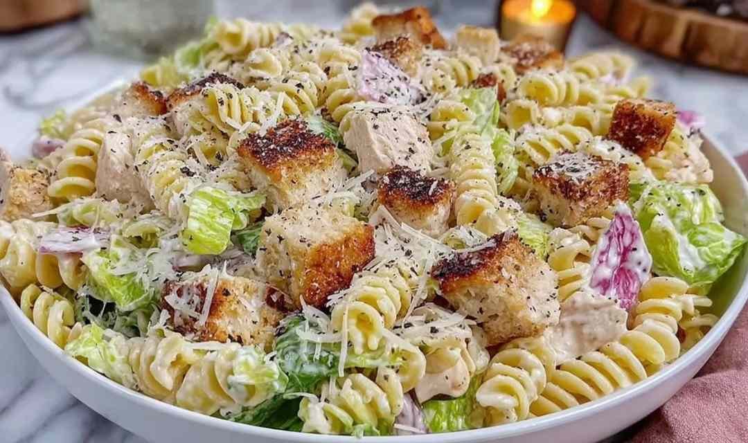 Easy Creamy Chicken Caesar Pasta Salad