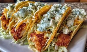 Dill Pickle Ranch Smash Chicken Tacos with Crispy Cheese Lace Dill Pickle Ranch Smash Chicken Tacos topped with creamy ranch cottage cheese and crispy cheese lace on a wooden serving board