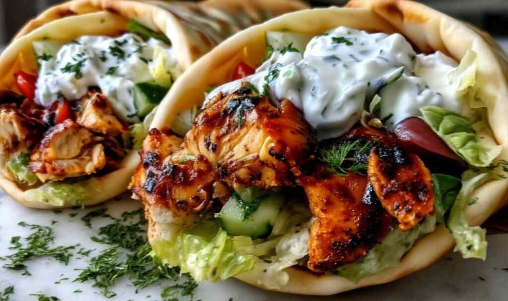 Greek Chicken Wraps with Garlic Yogurt Sauce