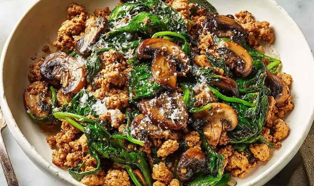 Turkey Spinach Mushroom Skillet