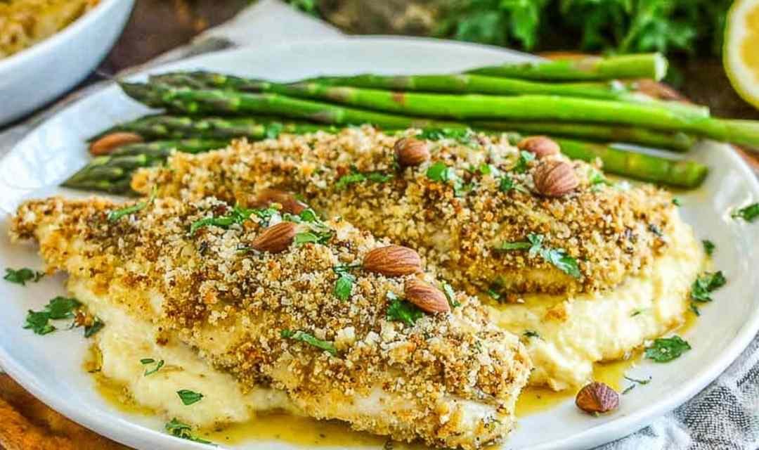 Almond-Crusted Honey Dijon Tilapia with Creamy Polenta