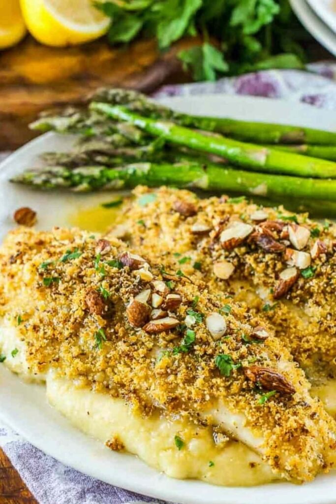 almond-crusted-honey-dijon-tilapia-creamy-polenta