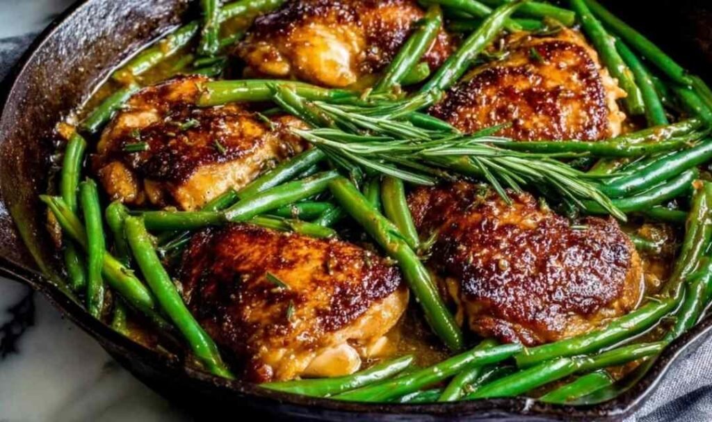 asian-seared-chicken-green-beans-crispy-skillet-dinner