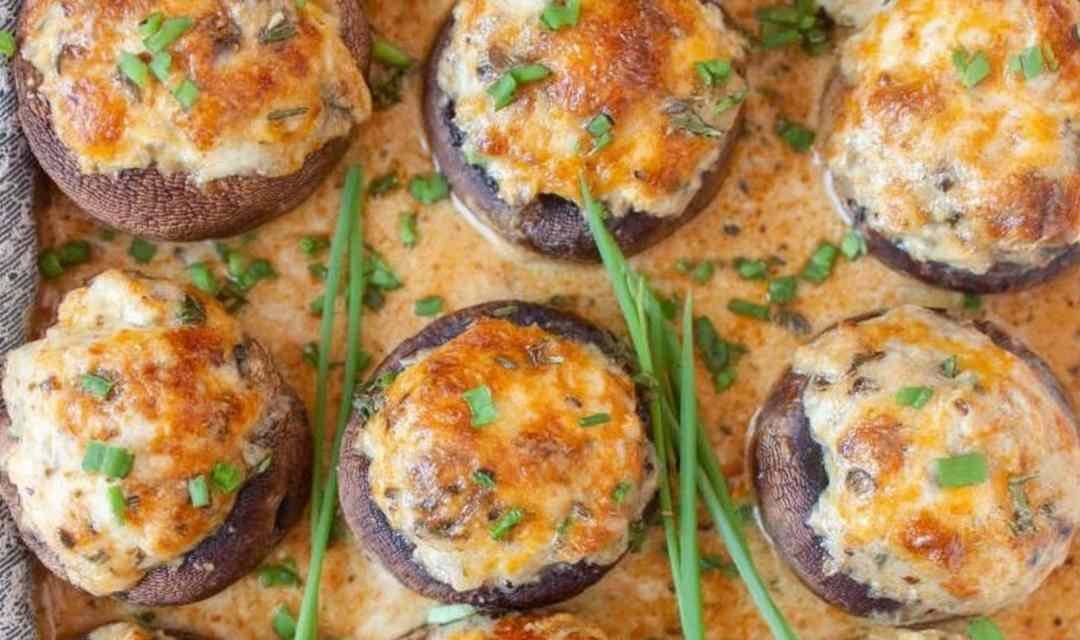 Bacon Blue Cheese Stuffed Mushrooms with Hot Sauce