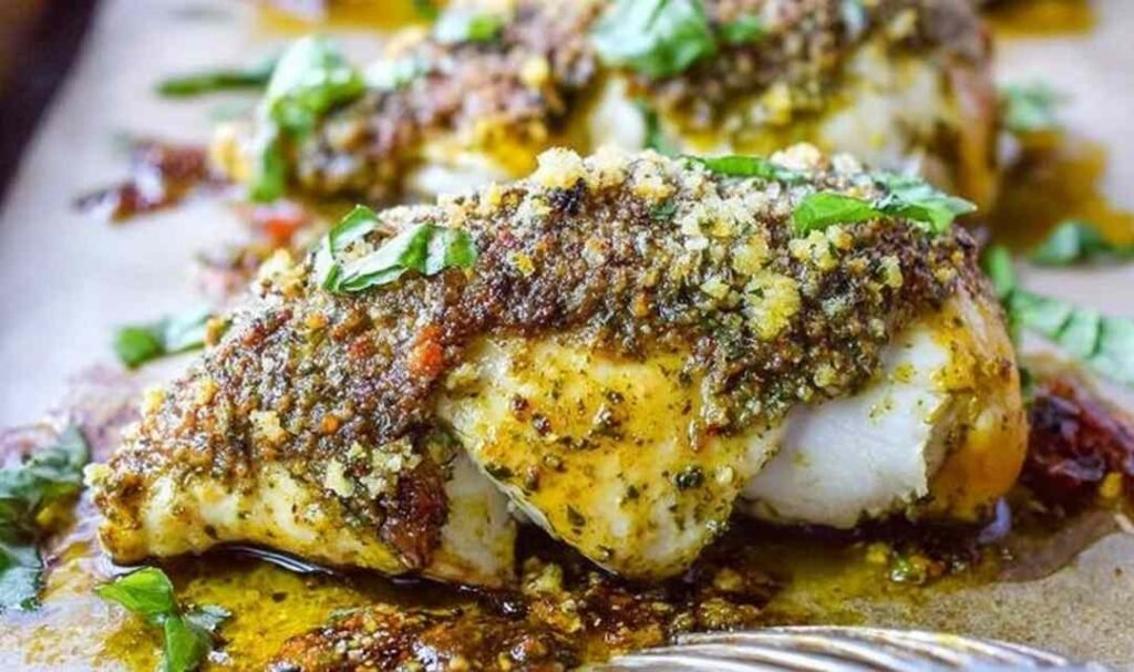 baked-pesto-chicken-panko-baking-sheet