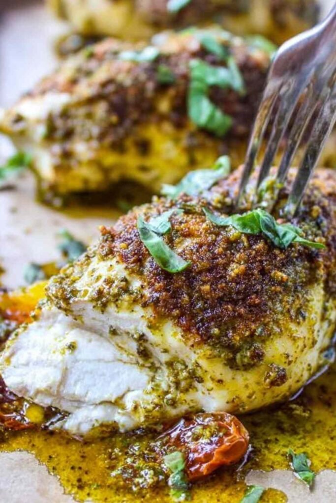 baked-pesto-chicken-panko-baking-sheet