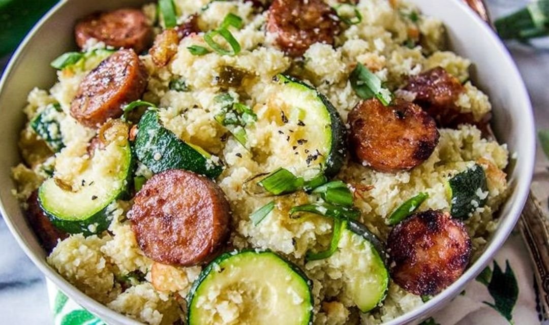 Cauliflower Rice Skillet with Zucchini and Kielbasa