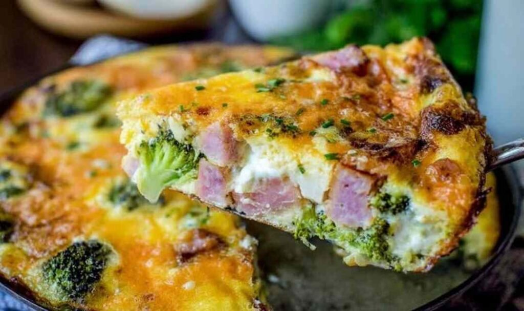 ham-and-broccoli-frittata-cast-iron-skillet