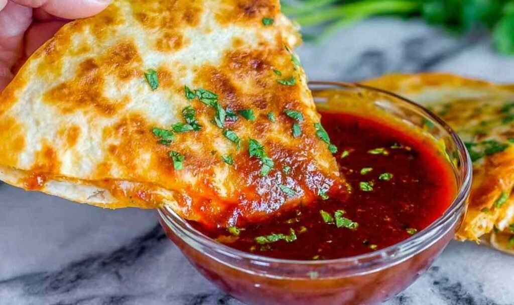 enchilada-chicken-quesadillas-with-dipping-sauce