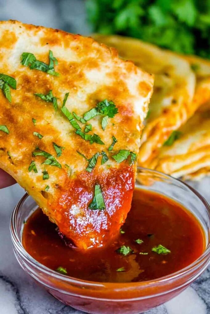 enchilada-chicken-quesadillas-with-dipping-sauce