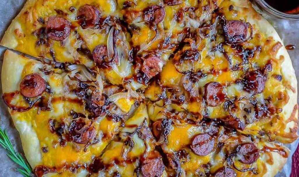 hot-dog-pizza-caramelized-onions-golden-cheese