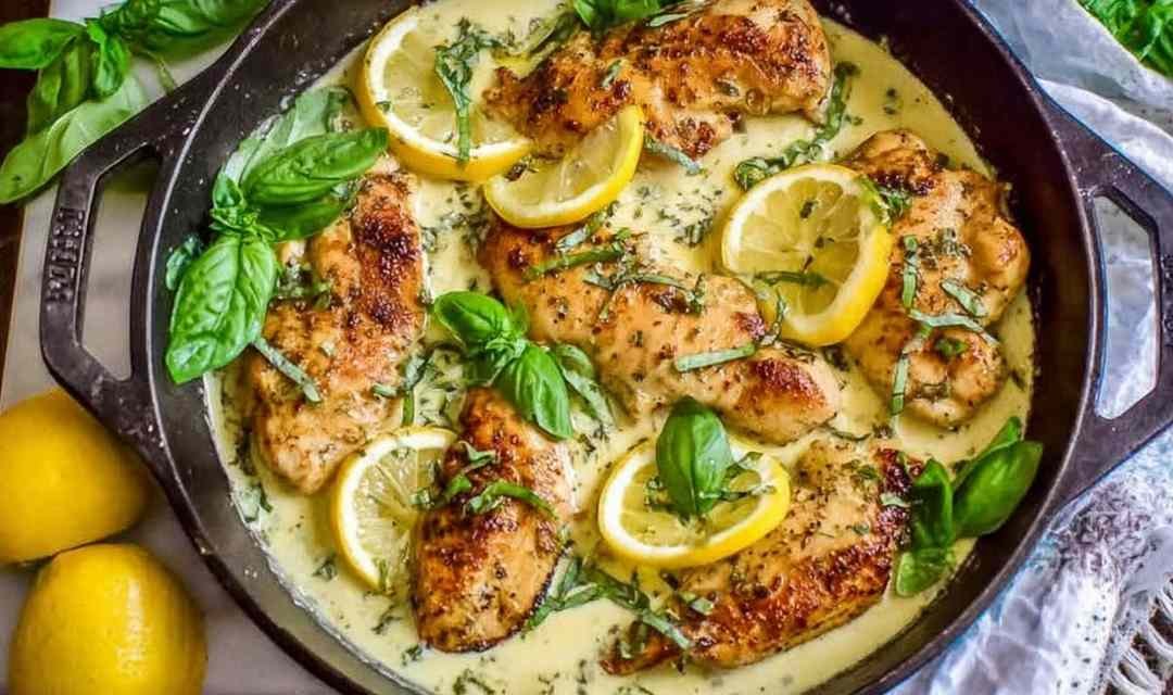Lemon Chicken in Basil Cream Sauce