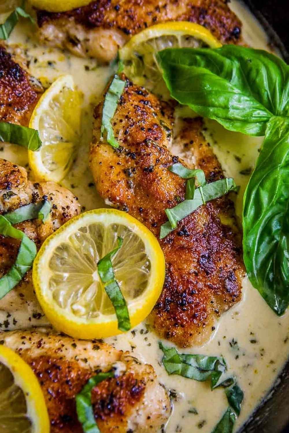 lemon-chicken-basil-cream-sauce-cast-iron-skillet