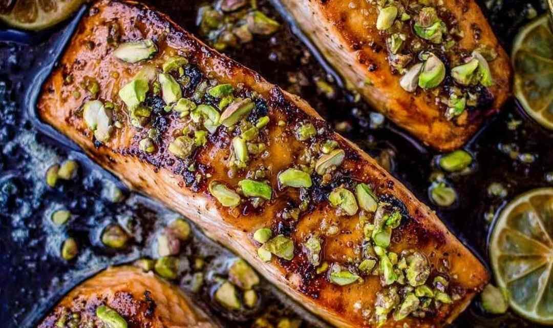 Pan-Seared Salmon with Maple Glaze and Pistachios